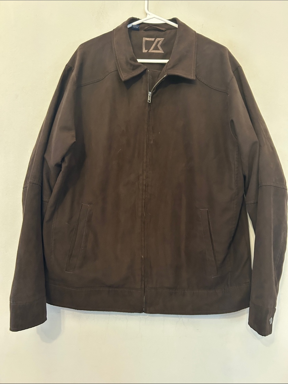 Cutter & Buck Dark brown faux suede  Men's Zip-Front Jacket Size L EUC